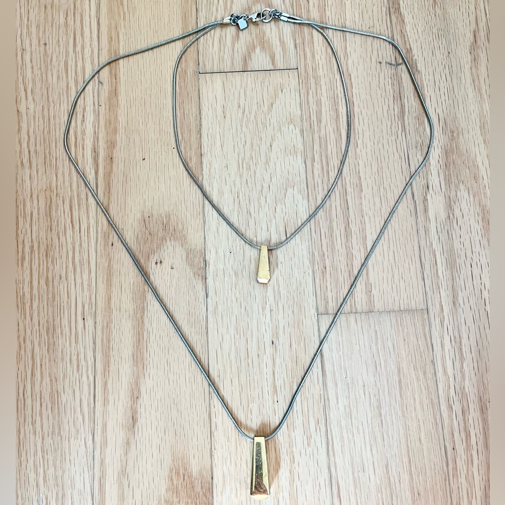 🎁FREE GIFT WITH PURCHASE Gold Tone 2 Tier Banana Republic Drop Pendant Necklace